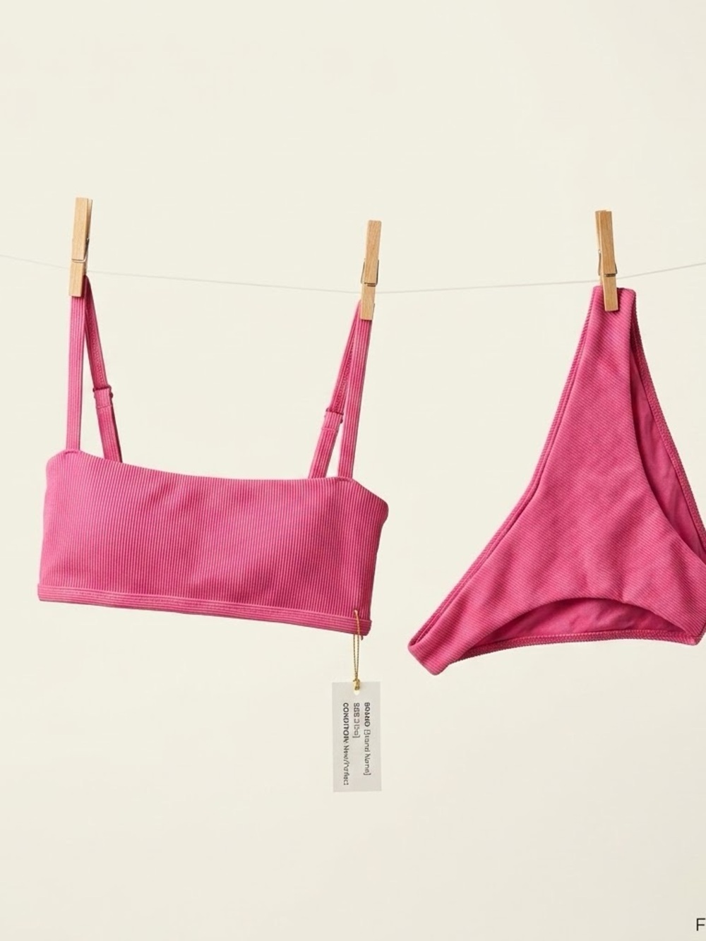Zaful Dusty Rose  Ribbed Bikini Set | Size Medium